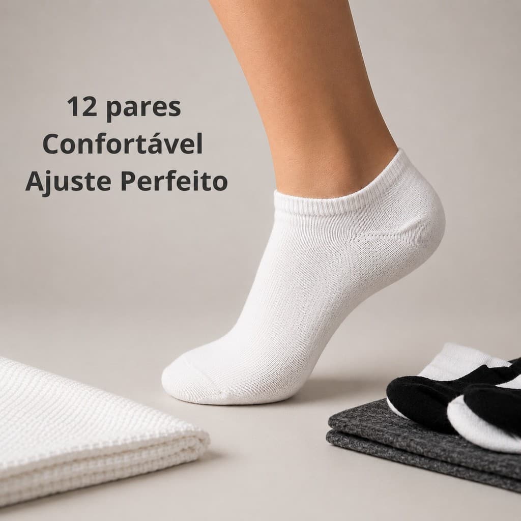 Kit 12 Pares de Meias Soquete Masculina Cano Baixo Confortável 39 ao 43