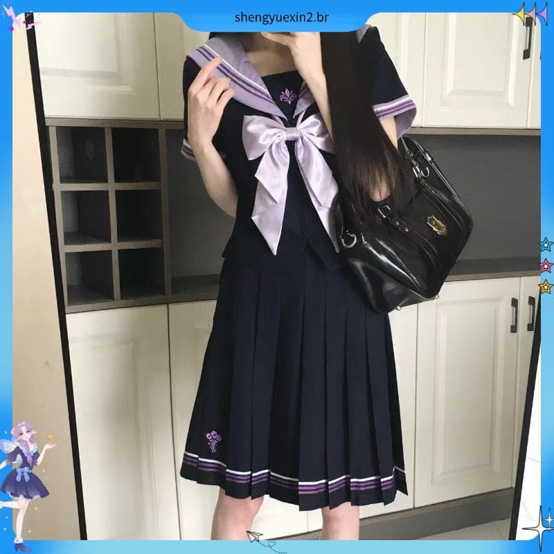 Primeiro Sakurasou uniforme de marinheiro lilás manga comprida novo estilo Original genuíno JK uniforme marinheiro lilás
