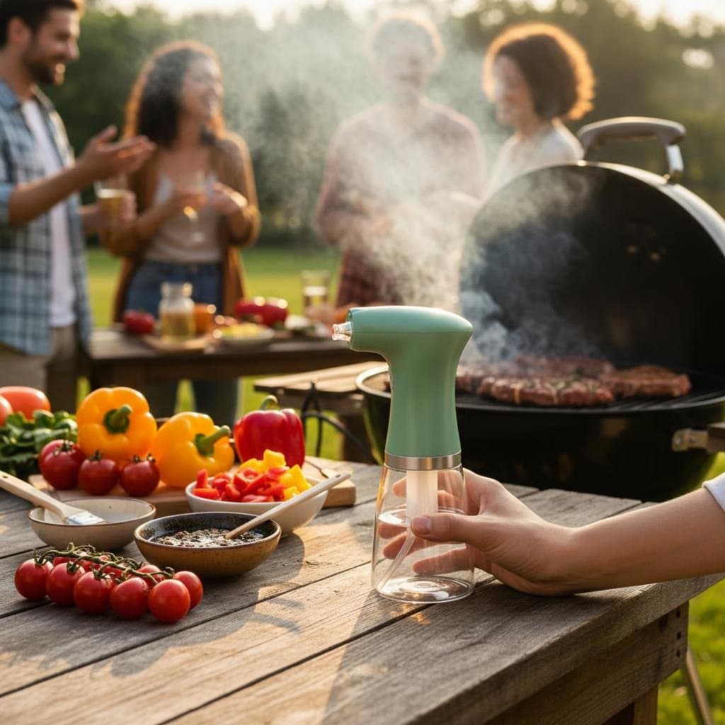 Pulverizador De Óleo Elétrico Portátil Operação De Botão Único Senhor Cozinha Saudável Para Churrasco
