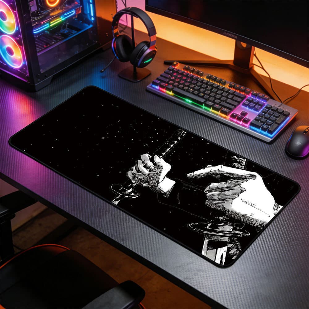 Mousepad Grande Desenho Minimalista de Guerreiro com Lâmina Base Antiderrapante Alta Precisão para PC Notebook
