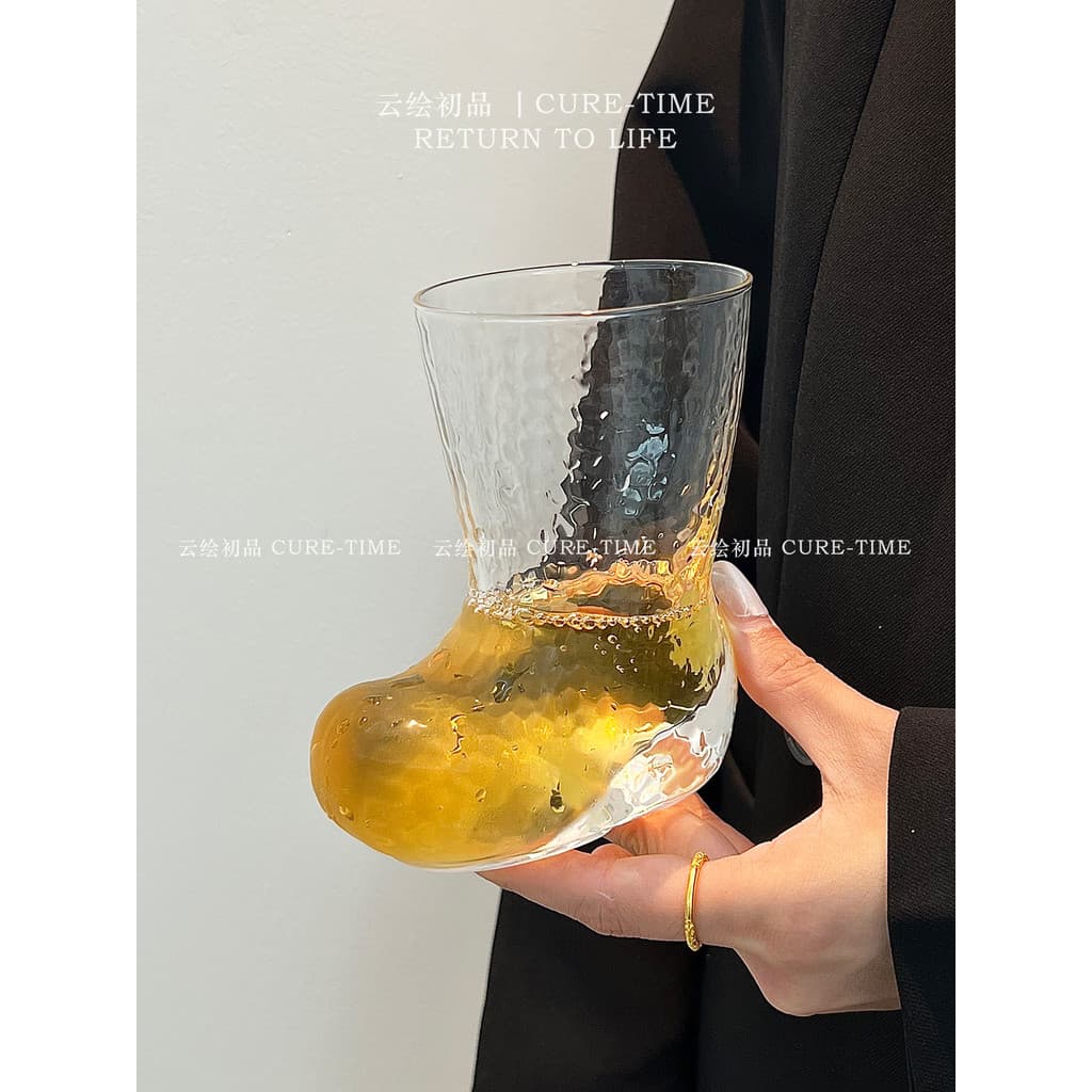 [Este é o verdadeiro cálice] Botas criativas de vidro resistente ao calor, café transparente, bebida fria, vidro de cerv