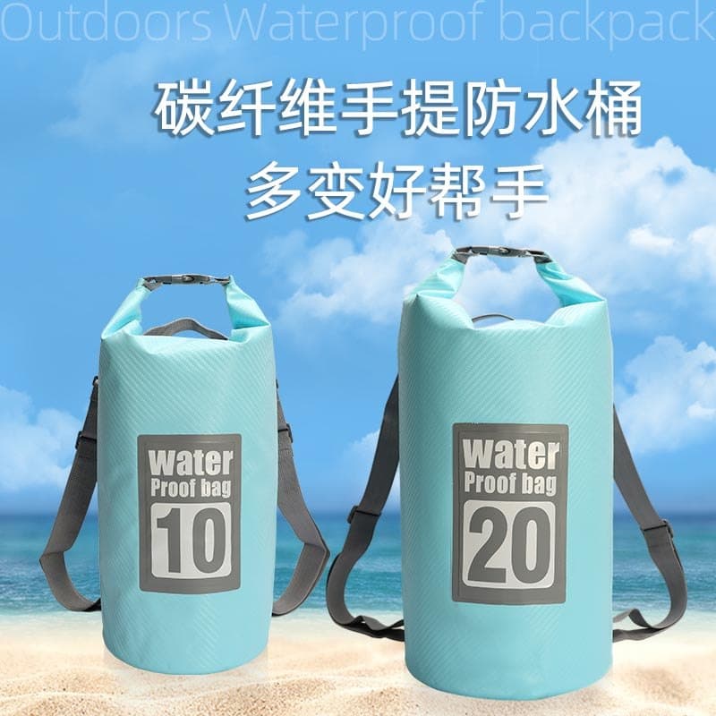 Fibra de carbono em relevo à prova dwaterproof água balde mochila rio rastreamento saco de armazenamento natação saco de