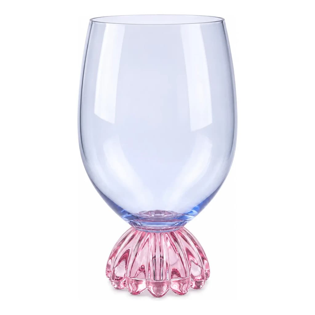Copo Vidro Taça Marejo Azul E Rosa 520ml Luxo Tuut