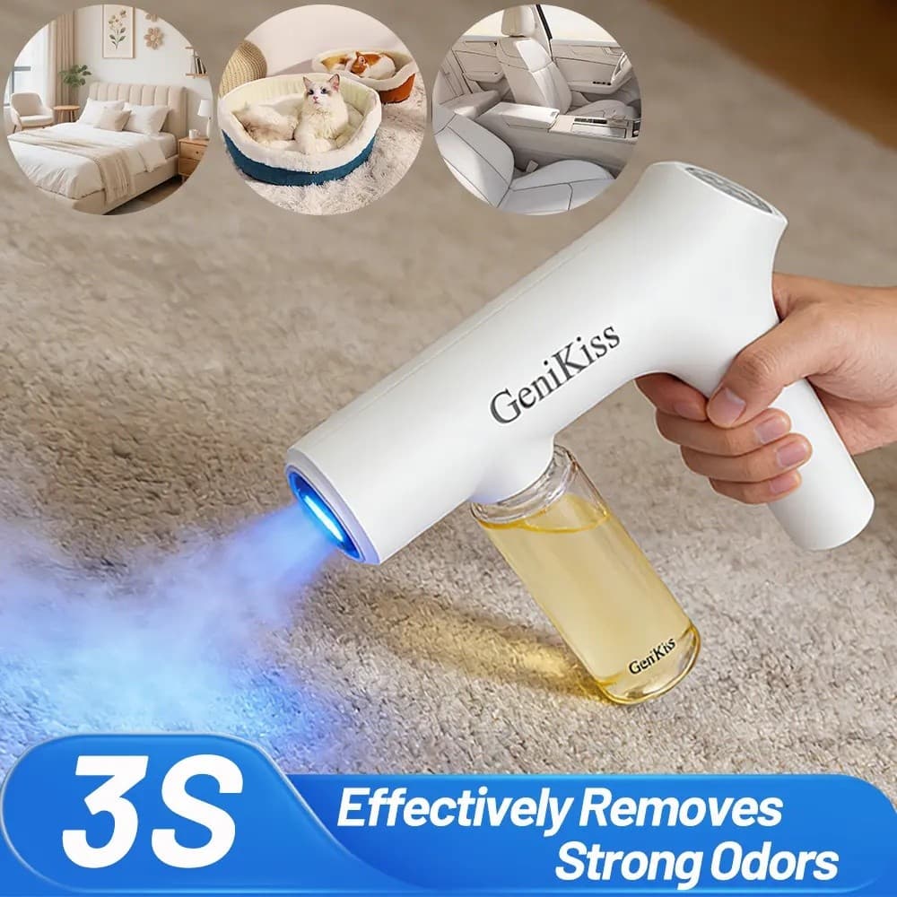 GeniKissNanoBlueLightProbioticDeodorizer, remoção de odores em ambientes fechados, desodorante. Bioenzimas quebram a uri