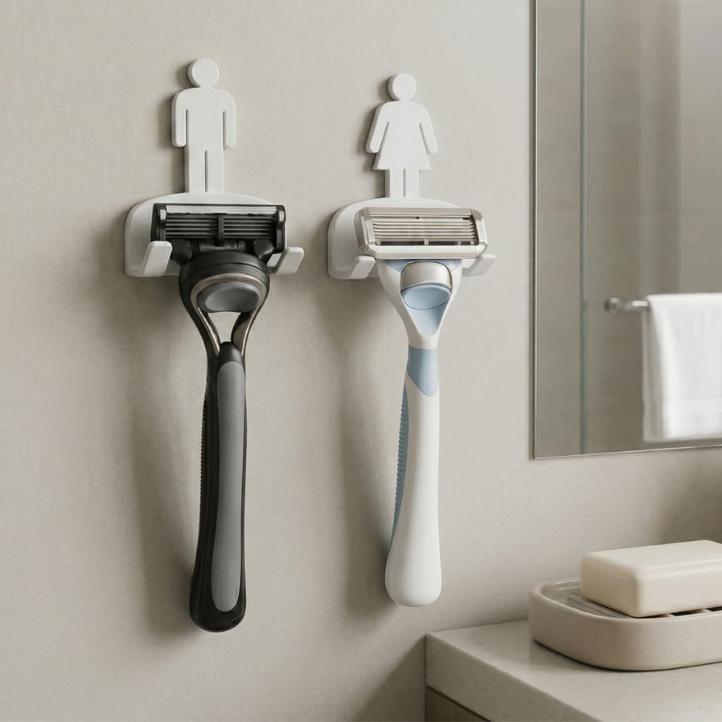 Suporte Lâmina de Barbear Parede com Fita 3M Organizador Banheiro Barbeador Masculino Feminino