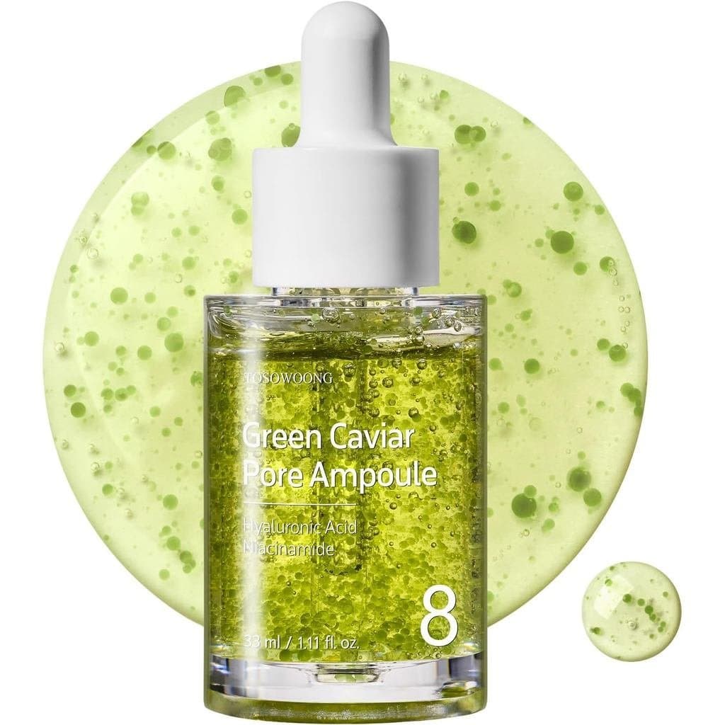Ampola para Poros TOSOWOONG Green Caviar com 2.500ppm de Caviar Verde, Niacinamida, Hidratante, Firmador, Cuidados com a