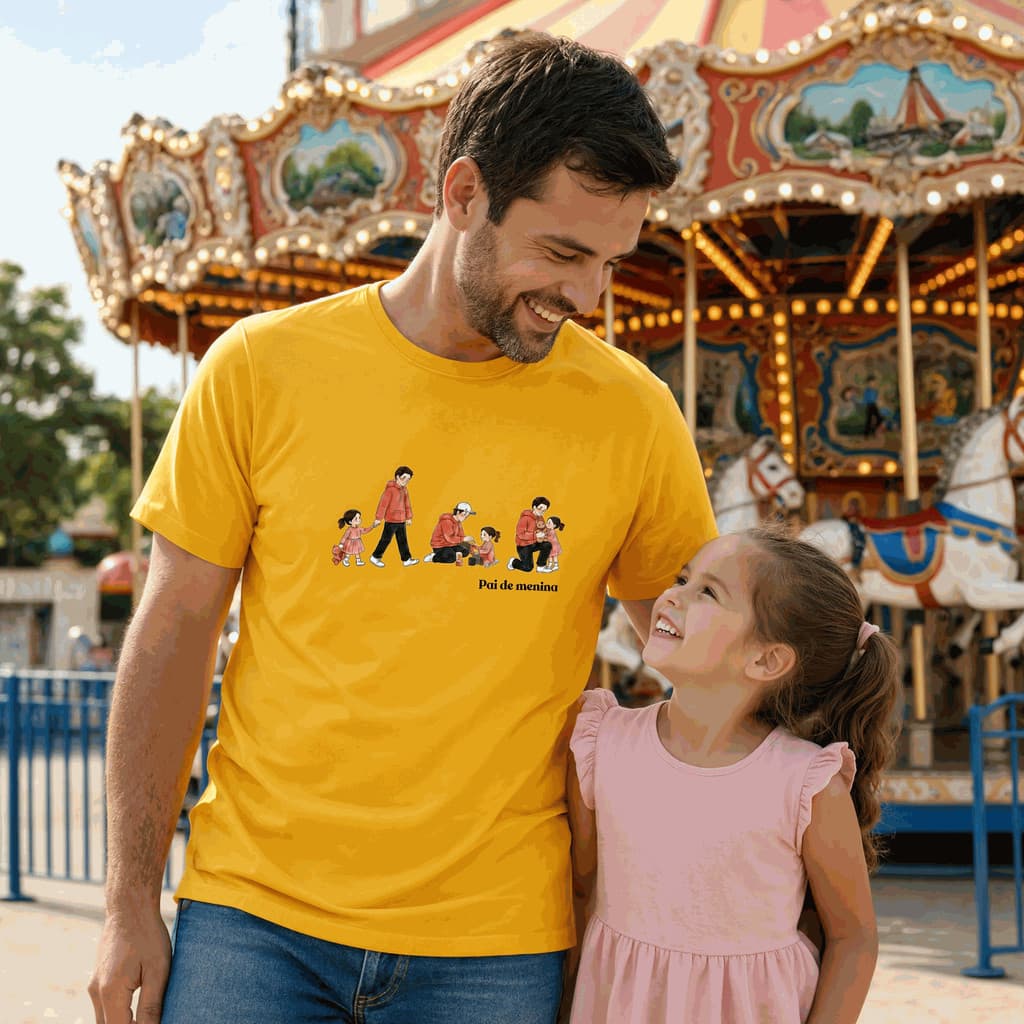 Camiseta Pai de Menina Presente Para Pais Estampa Criativa Algodão Casual Excelente Qualidade
