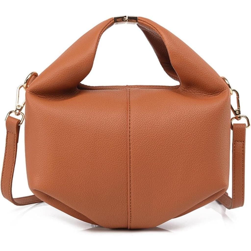 Bolsa Clutch Dumpling de Couro Macio, Bolsa Tote de Ombro e Transversal com Alça Removível e Fecho Magnético