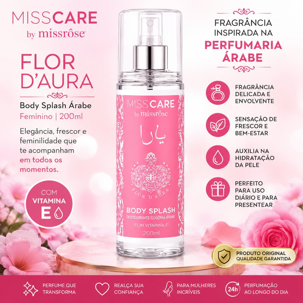 Body Splash Árabe Flor D'Aura Miss Care 200ml Feminino