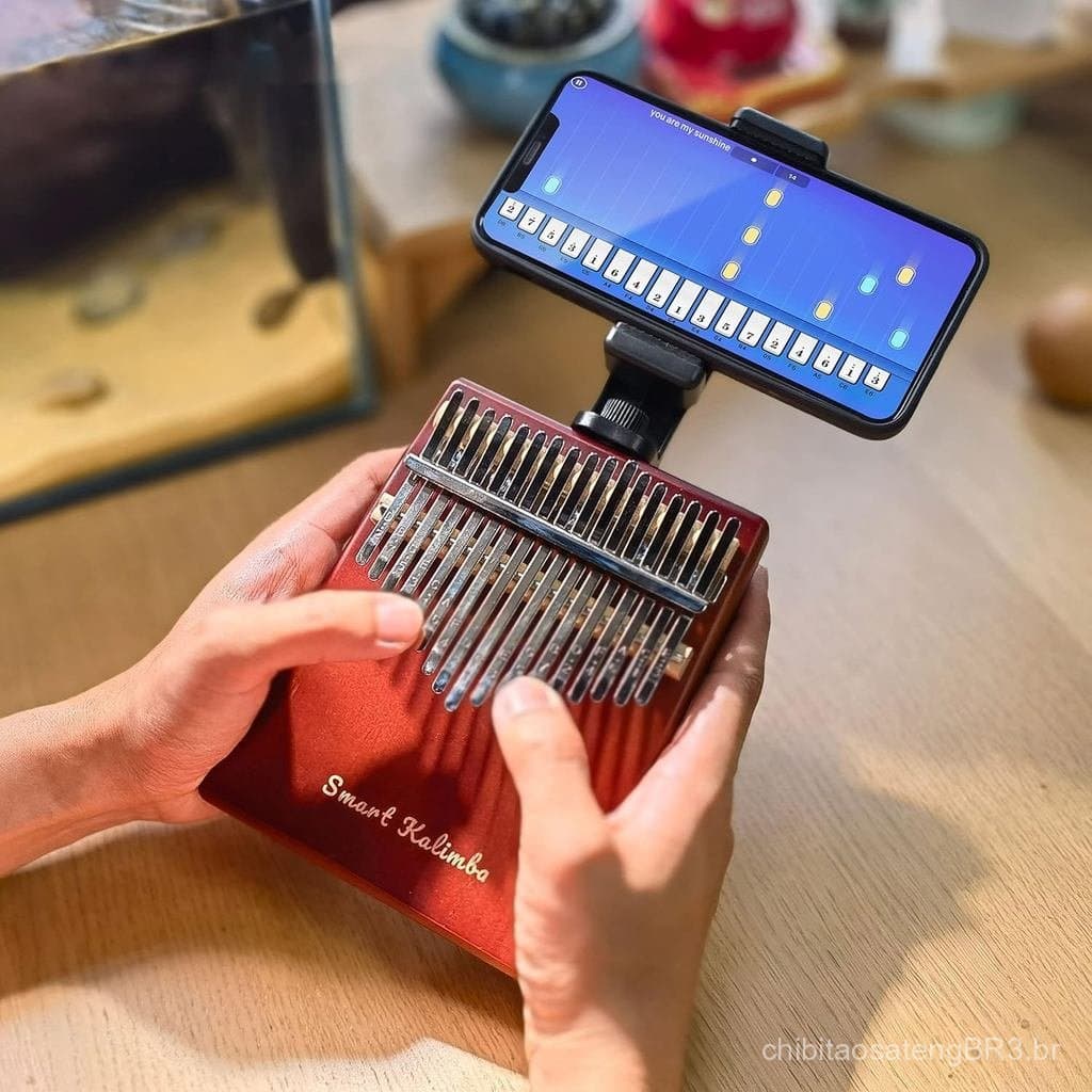 Kalimba Inteligente com Aplicativo de Afinação, Piano de Polegar com 17 Teclas, Instrumento Musical Portátil Fácil de Ap
