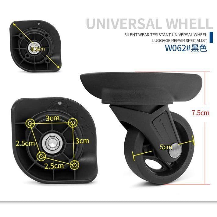 Rodas universais para malas de viagem Hongling A-819, rodas Fengyu JL-C064, rodas para malas de viagem 062.