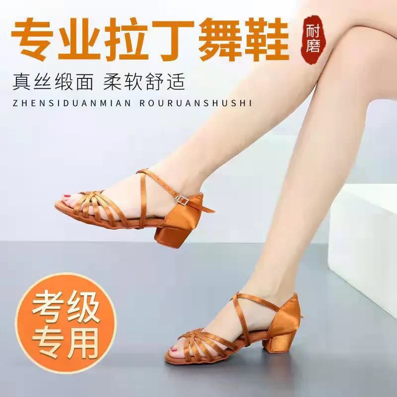 [WDX] Salto de 3.5 cm para meninas, dança latina profissional, padrão nacional, exame de competição de dança, sapatos fe