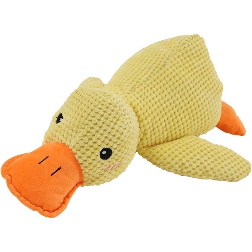 Brinquedo para cães em formato de bico de pato - Brinquedo macio em formato de pato amarelo |               Almofada con