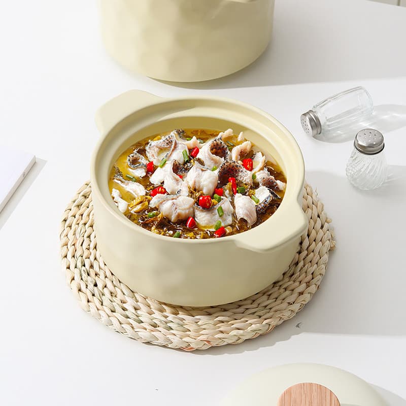 Caçarola guisado pote doméstico resistente a altas temperaturas queima a seco não-rachaduras estilo creme cerâmica peque