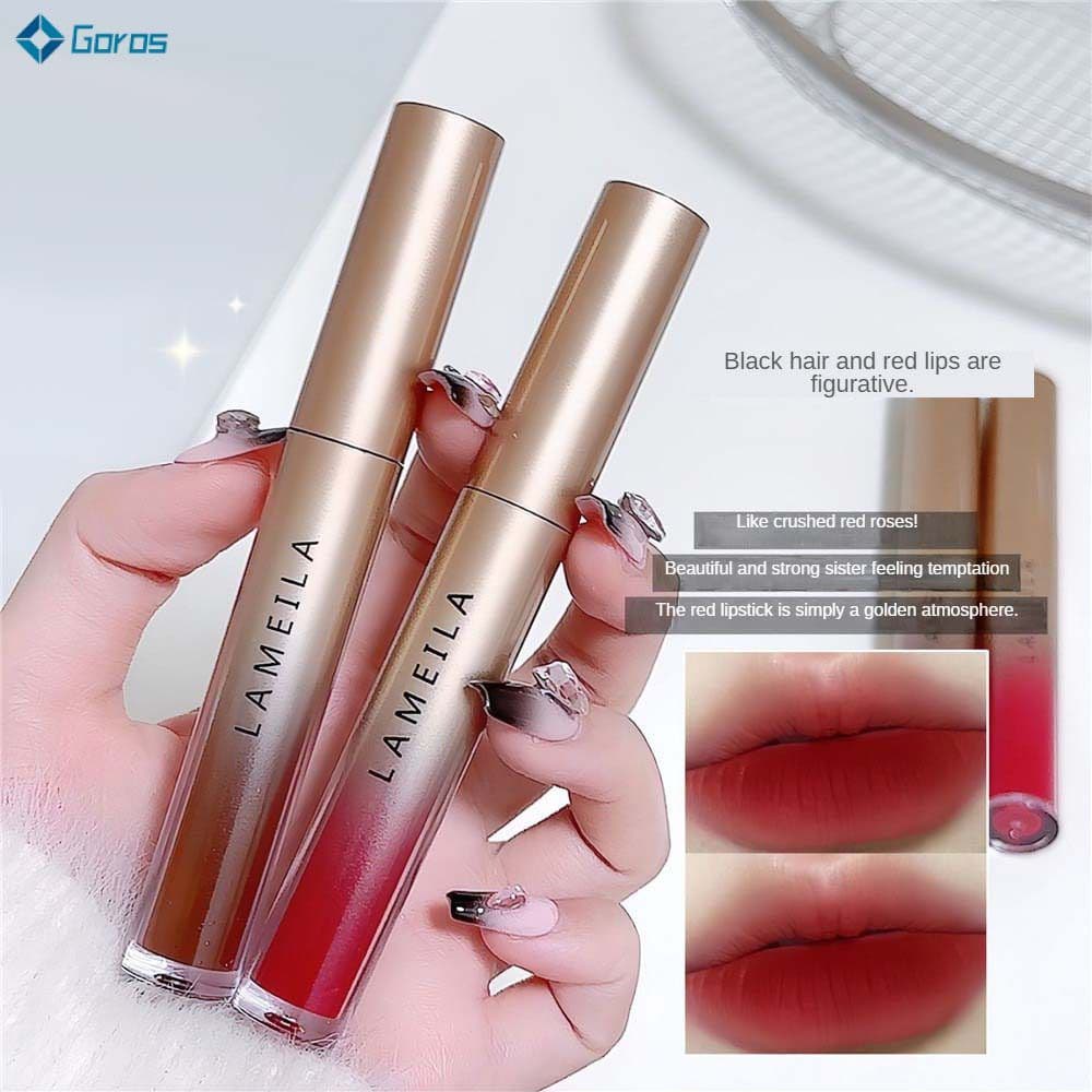 LAMEILA Kissing Does Not Fade High Saturation Lip Glaze Batom Matte de Alta Qualidade Não Resseca Batom Líquido