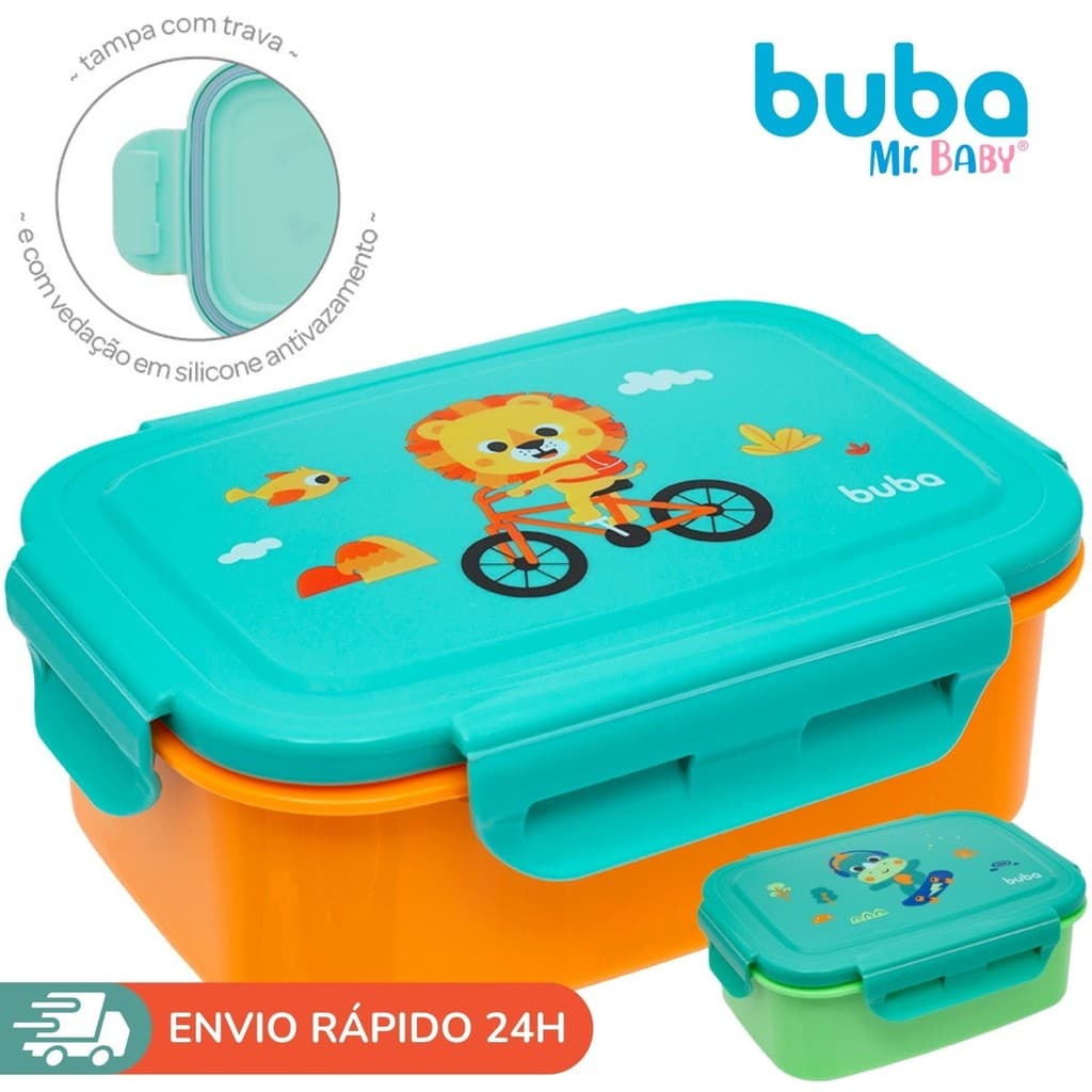 Lancheira com Divisória e Aço Inoxidável Bento Box Original Buba 600ml
