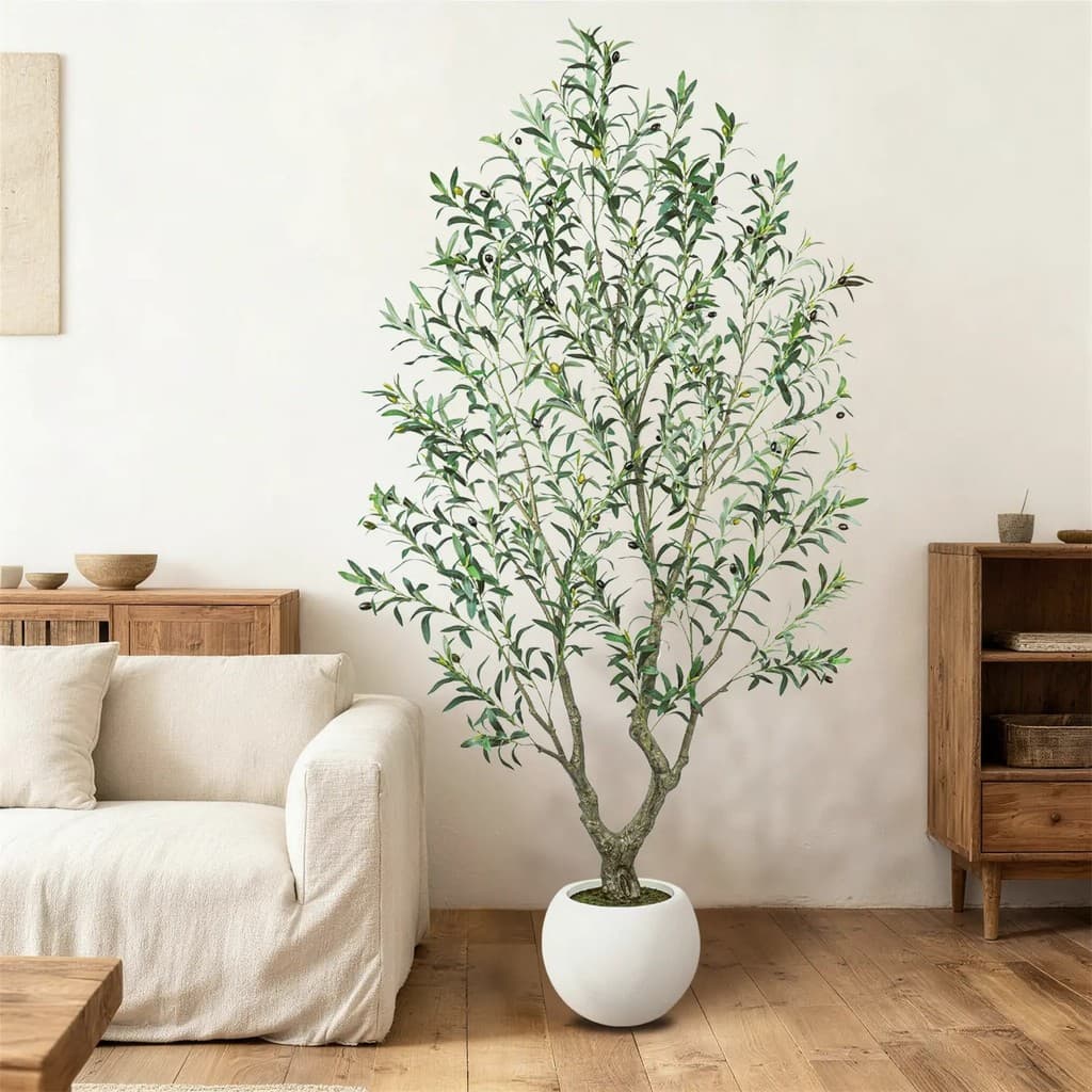 LifelikeArtificialOliveTreewithRealisticTrunk & Fruit (5-8 Pés) | Planta Em Vaso Falso Com Elegante Redondopotorclassicp