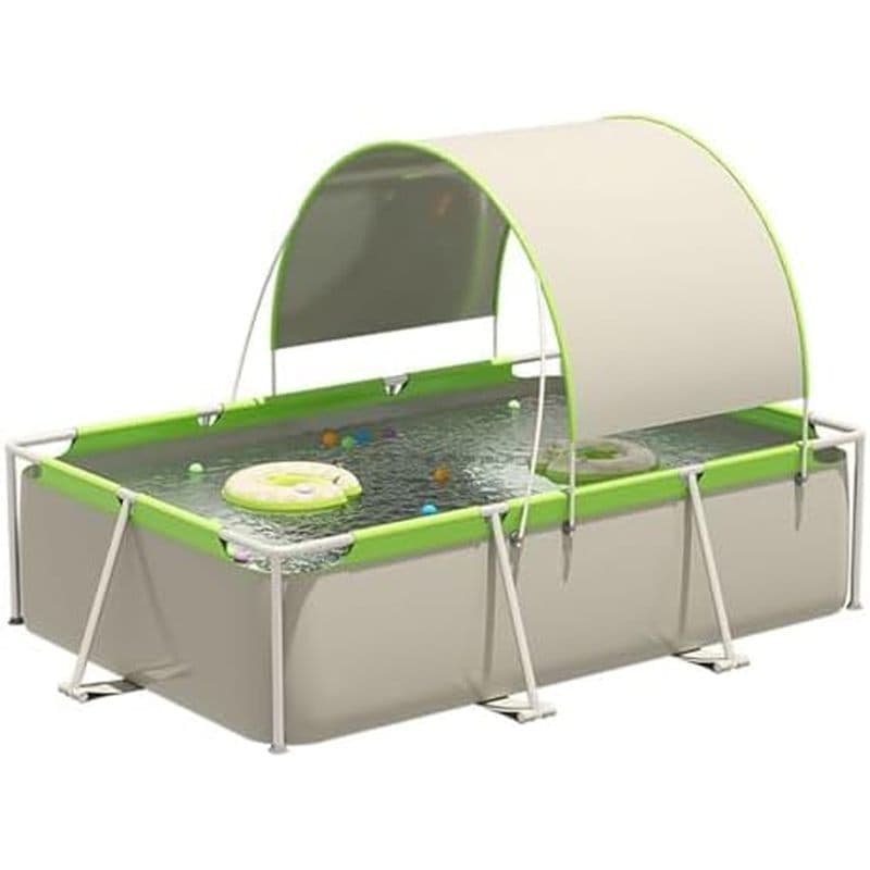 Estrutura Retangular Acima Do Solo , Piscina Grande Com De Metal Dossel De Guarda-Sol UV Removível PVC Resistente Drenag