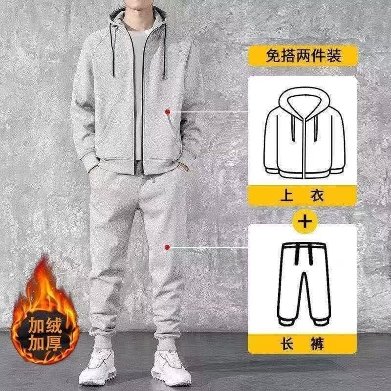 Masculino masculino Casual velo-velo-moletom com capuz terno marca um conjunto esportes bonito Cardigan jaqueta masculin