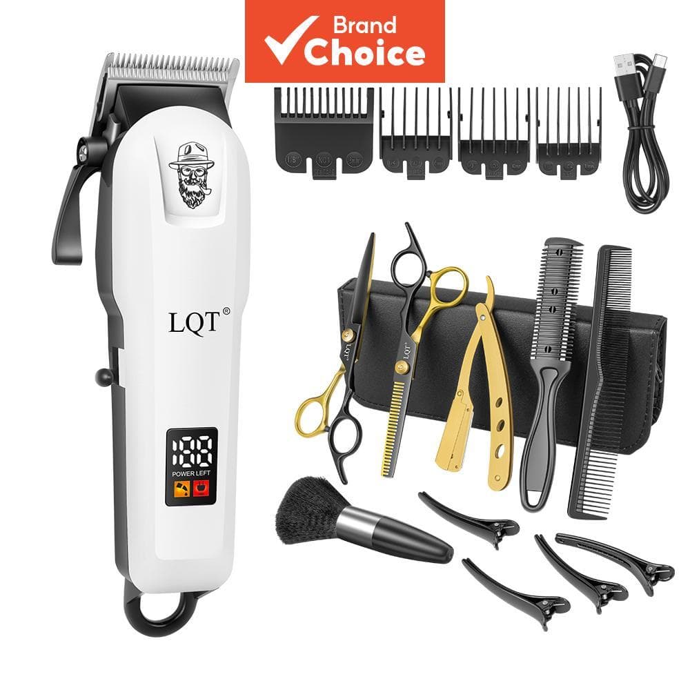 Conjunto de cortador de cabelo sem fio LQT Professional, com display LCD, máquina de cortar cabelo elétrica