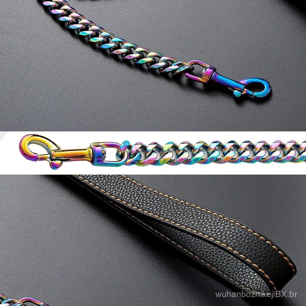 Coleira de Corrente txprodogchains para Cães de Médio e Grande Porte - Resistente, Aço Inoxidável, Multicolorida com Alç