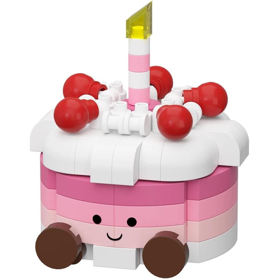 Bolo De Cereja Fofo Mini Aniversário Sobremesa Blocos De Construção Brinquedo | kit De micro Tijolos Em Miniatura DIY .