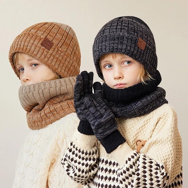 2/3 Pçs Crianças Inverno Chapéu Cachecol Luvas Conjunto Quente Gorro Chapéus Pescoço Mais Antiderrapantes Criança Boné