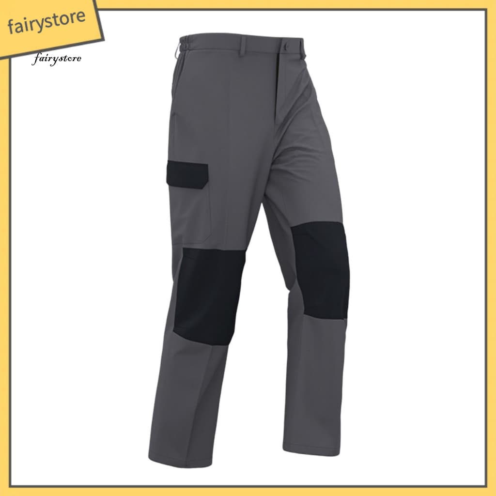 Clean Clothes After Work Overalls Men's Cargo Pants Elastic Waist Multi-pocket Trousers Durable Patchwork Color Casual O
