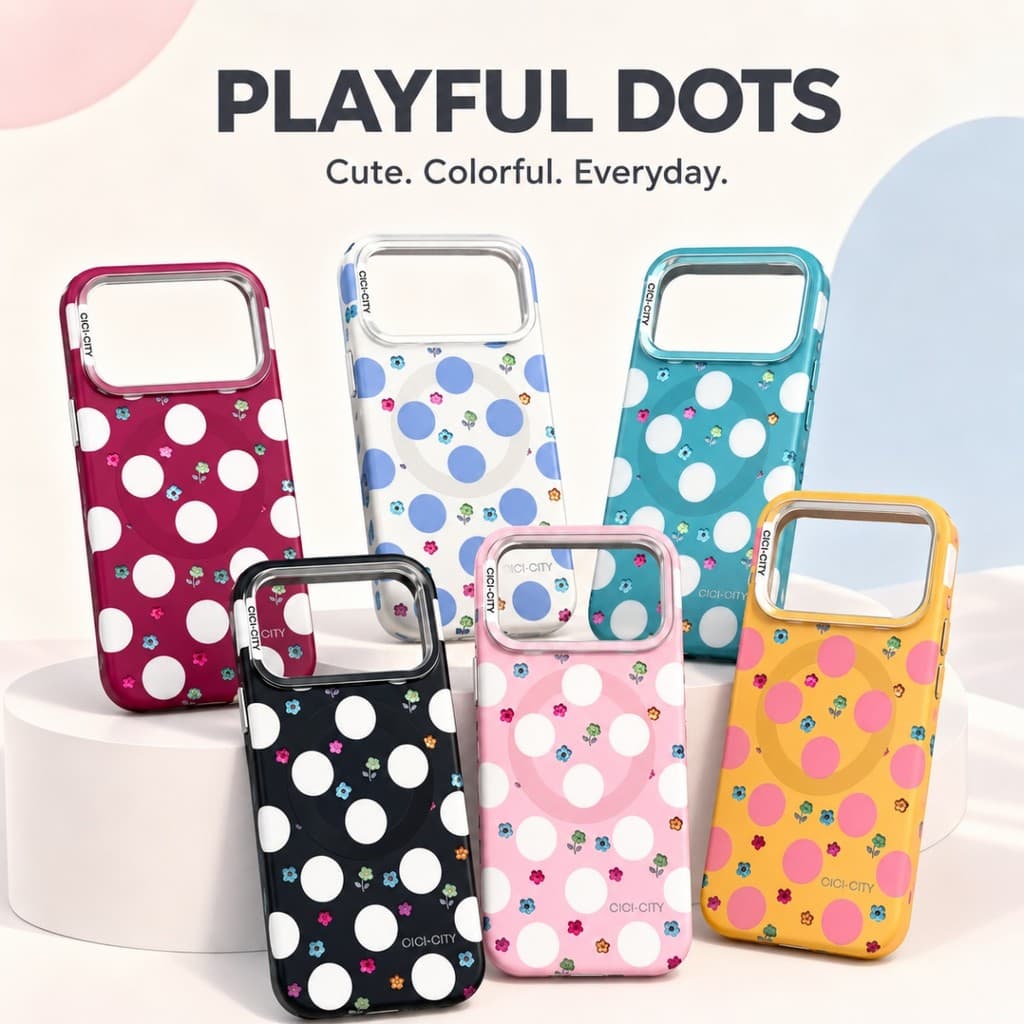 Bonito Bolinhas Floral Magnético Caso De Telefone Para iPhone 15 16 17 Pro Max Com Proteção Da Câmera Capa Fina À Prova