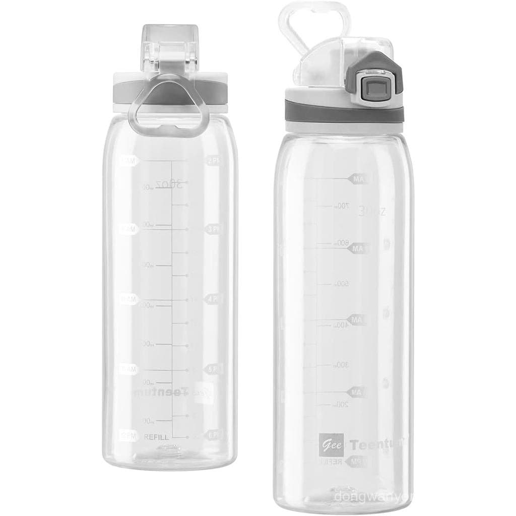Garrafa de Água Esportiva de 30oz com Marcadores de Tempo, Garrafa Plástica Grande e Durável para Academia, Livre de BPA