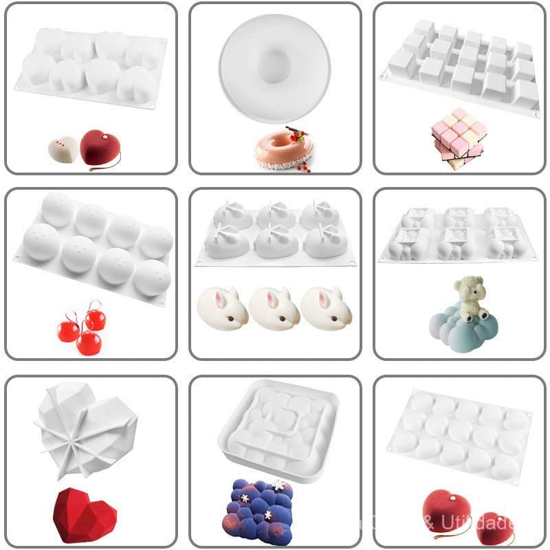 ⭐ 35 formas para bolo mousse estilo italiano, formas de silicone brancas para mousse, formas de silicone para bolo ⭐