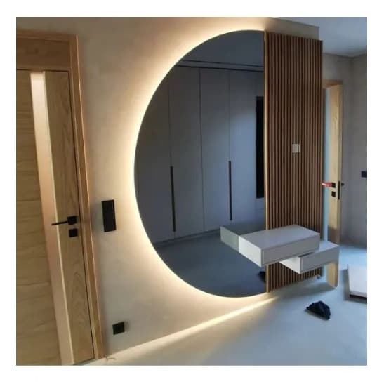 Espelho Meia Lua 95x80 Iluminado Led Quente Touch Cristal
