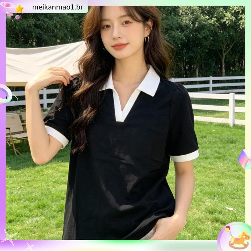 Plus Size roupas femininas 2025 novo estilo verão puro algodão manga curta camiseta feminina gordura mm mais magro olhar