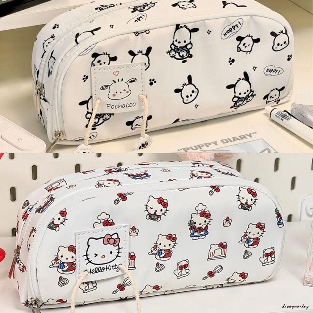 Estojo De Lápis De Grande Capacidade-Bolsa De Caneta Com Zíper Duplo Para Material De Escritório Escolar