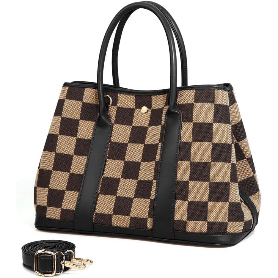Bolsa de mão xadrez, bolsa de grife feminina, bolsa tote, bolsa de ombro, bolsa moderna para o dia a dia.