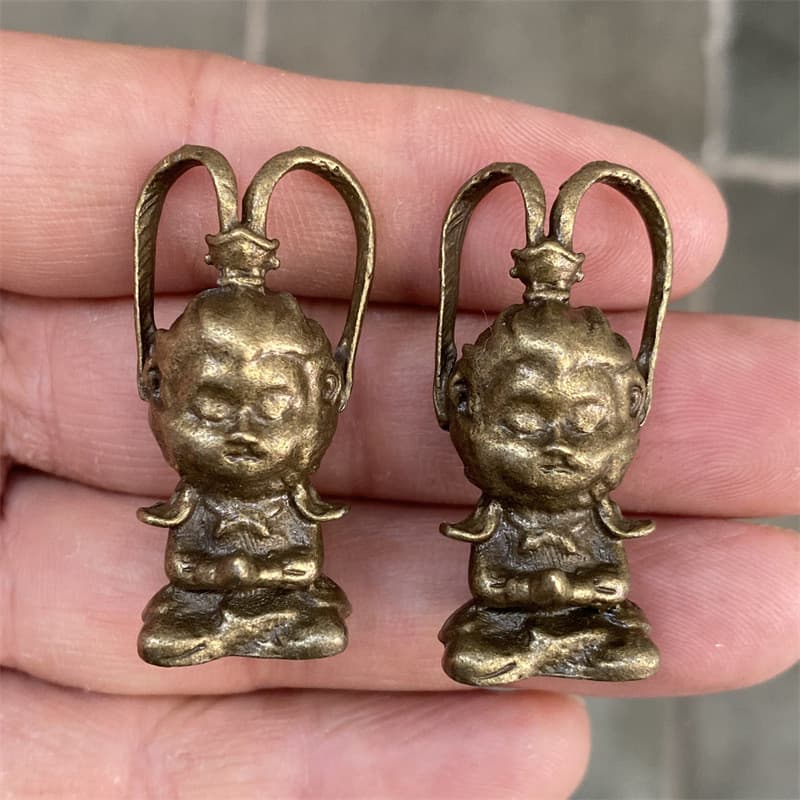 Chaveiro/Pingente de Imitação de Latão do Rei Macaco Sun Wukong (Buda Combatente), Ornamento Artesanal 7.22 5EVH