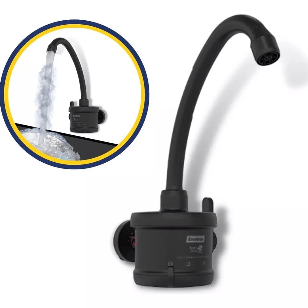 Torneira Elétrica De Parede Enerbras Plus 4 Temperaturas 5500W 220V Preta Moderna Água Quente