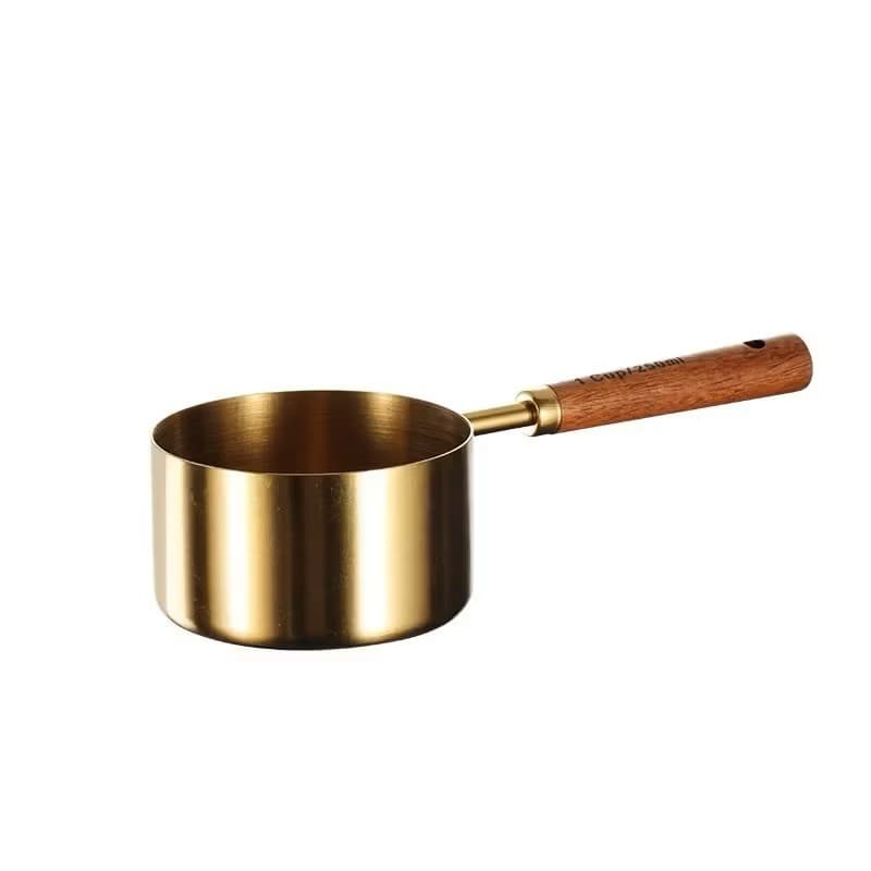 Colher Medidora 125ml para Café, Farinha e Ingredientes – Aço Inox com Cabo de Madeira