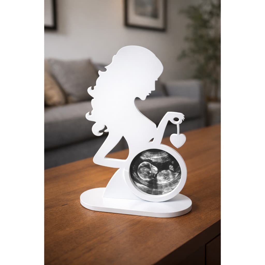Escultura Gestante com Ultrassom do Bebê | Decoração Gravidez, Enfeite para Sala, Painel de TV e Quarto de Gestante