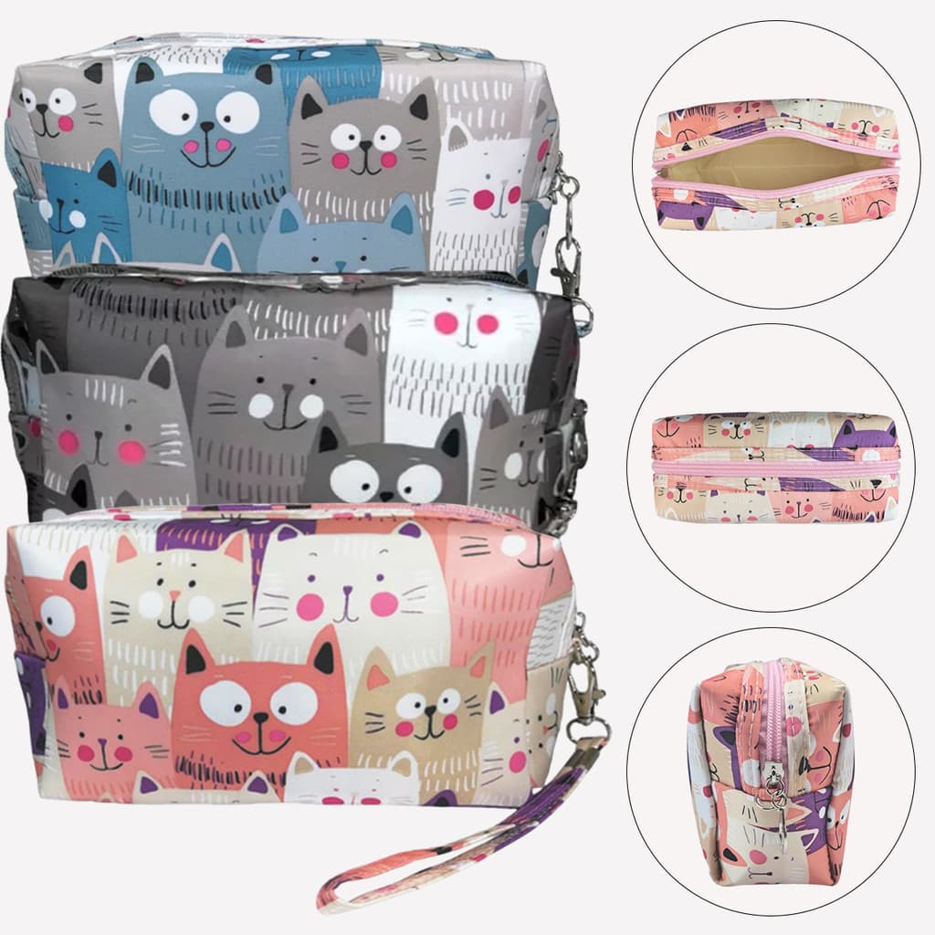 Bolsa de armazenamento multifuncional feminina, padrão de gato SDLJ WFMU