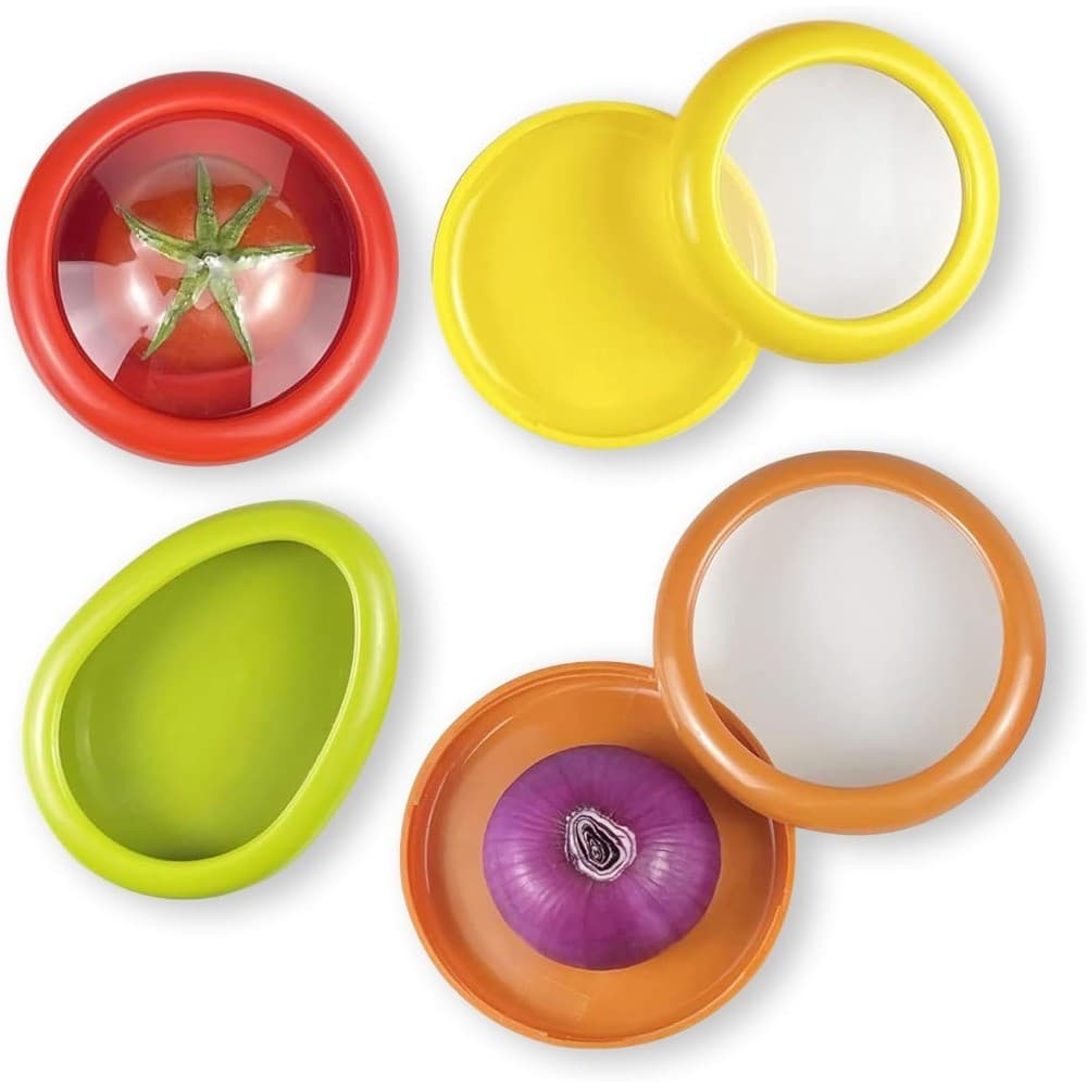 4 Pçs Recipientes De Armazenamento De Alimentos Frescos Silicone Pod Keepers Reutilizáveis Frutas Vegetais Saver Para Ab