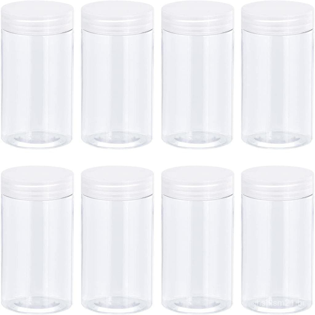 Potes Redondos de Plástico uxcell com Tampa Rosqueada Transparente, 8oz/250ml, Recipientes Vazios Transparentes para Arm