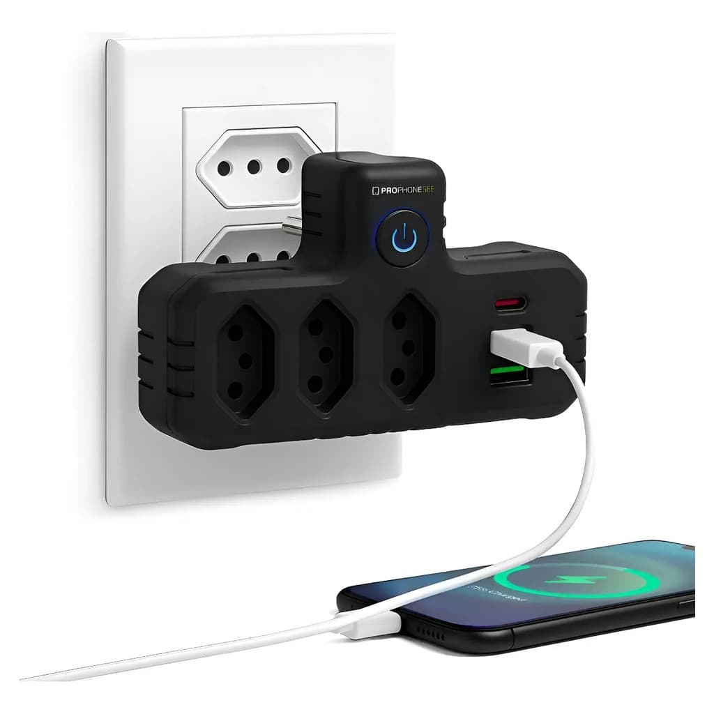 Adaptador Universal Tomada Benjamin Usb Tipo C Filtro Linha