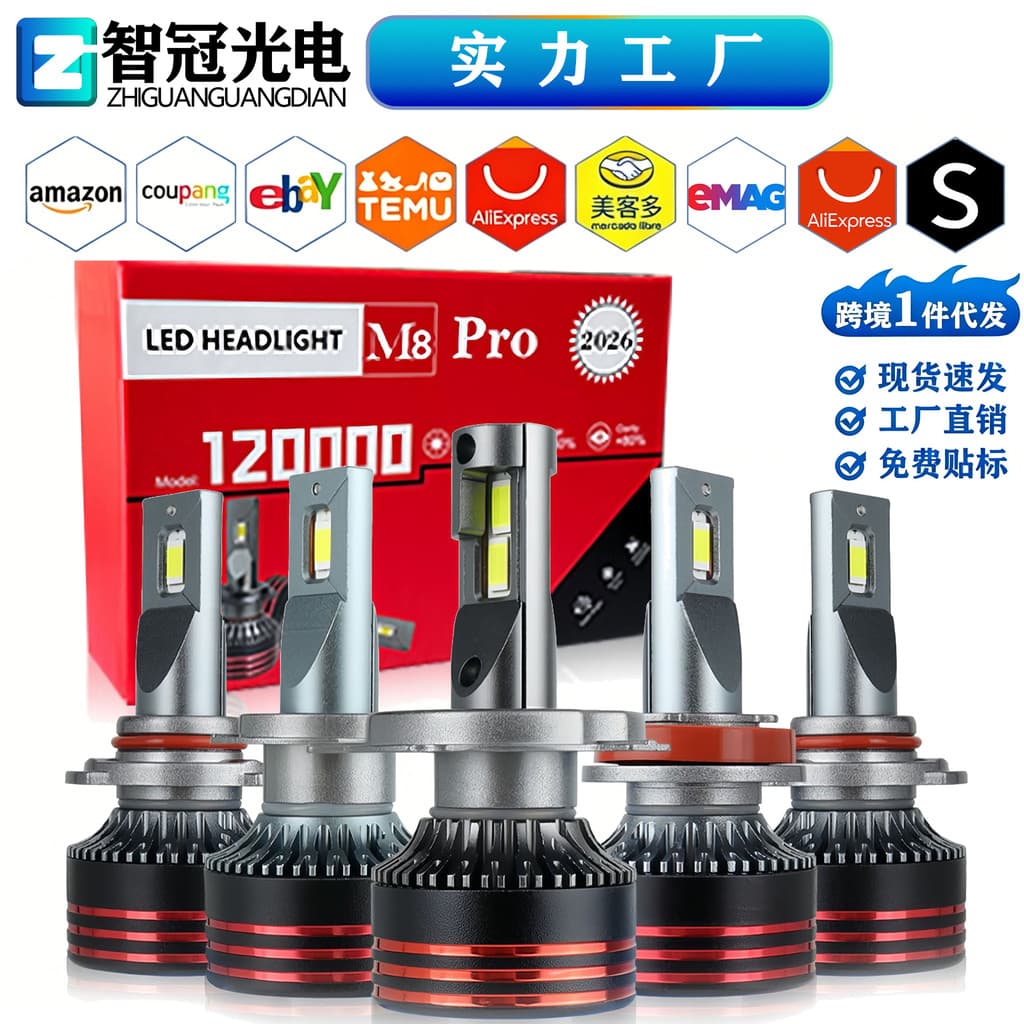 M8Pro 6000k farol LED ultra-brilhante e focado para carro h7 h4 h11 lâmpada automotiva 4P2S