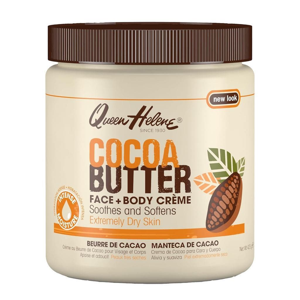 Creme Facial de Manteiga de Cacau Queen Helen - A fórmula de manteiga de cacau hidrata profundamente a pele, deixando-a