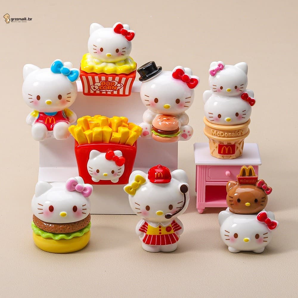 Encantos De Resina De Hambúrguer De Gato KT Fofos-8 Peças De Acessórios De Artesanato DIY