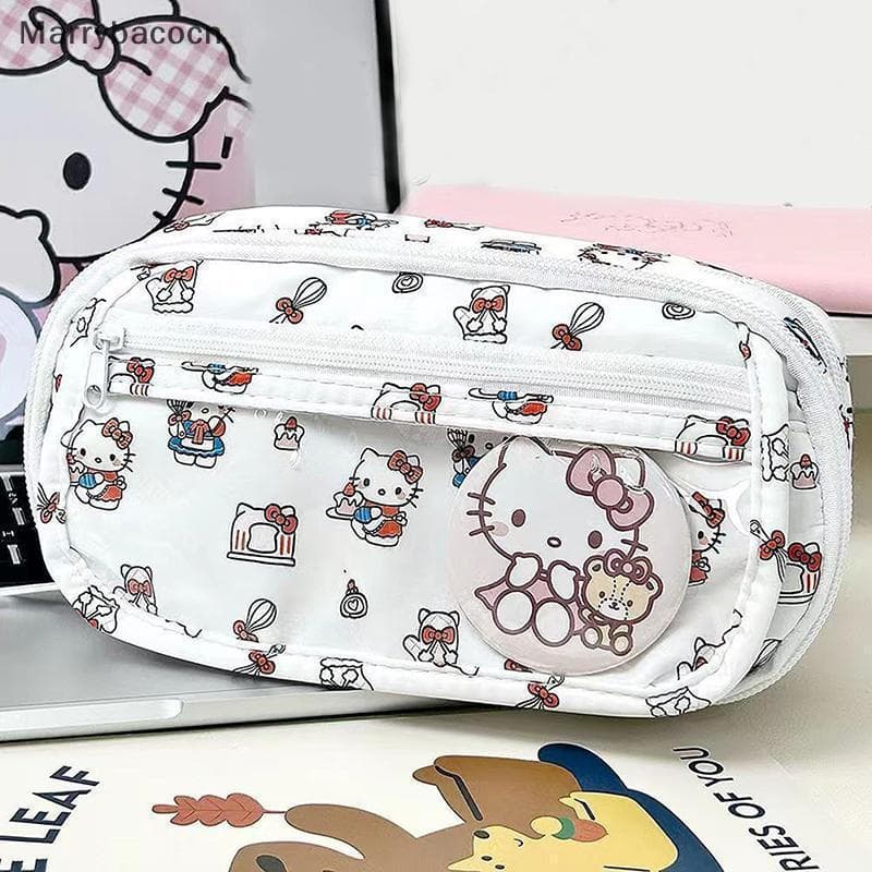 [MAR] 1 Unidade De Lápis Fofo Hello Kitty Caixa Multifuncional De Desenho Animado De Grande Capacidade Caso Janela Visua
