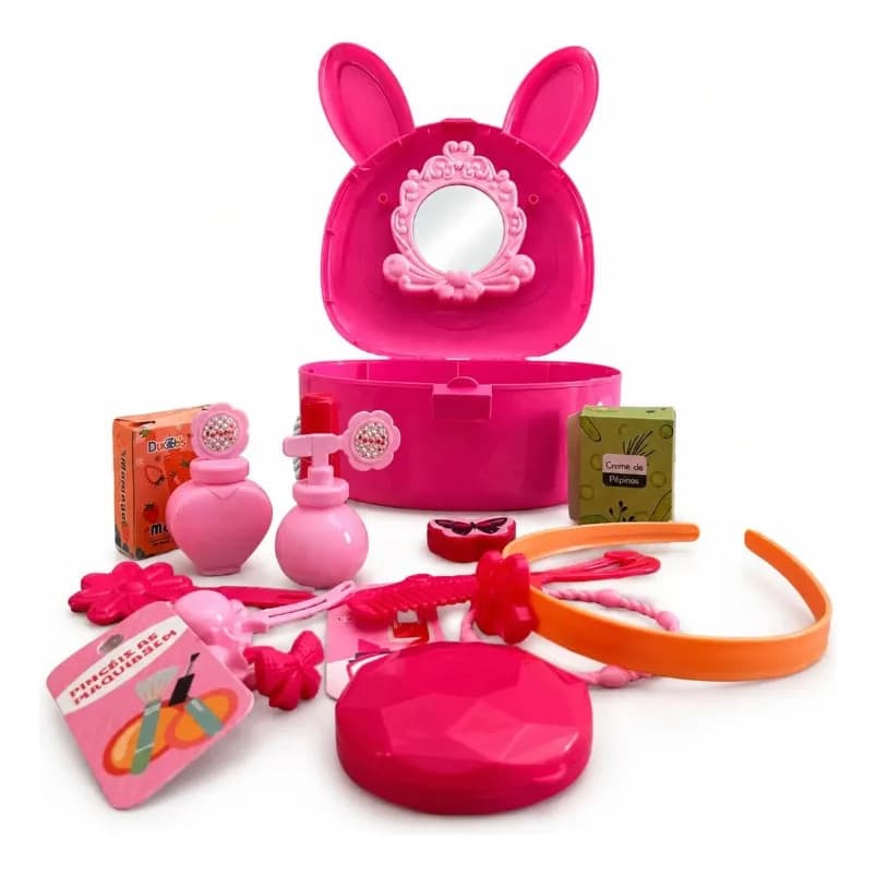 Maletinha Maquiagem Infantil Coelhinha 23 Peças Kit Make