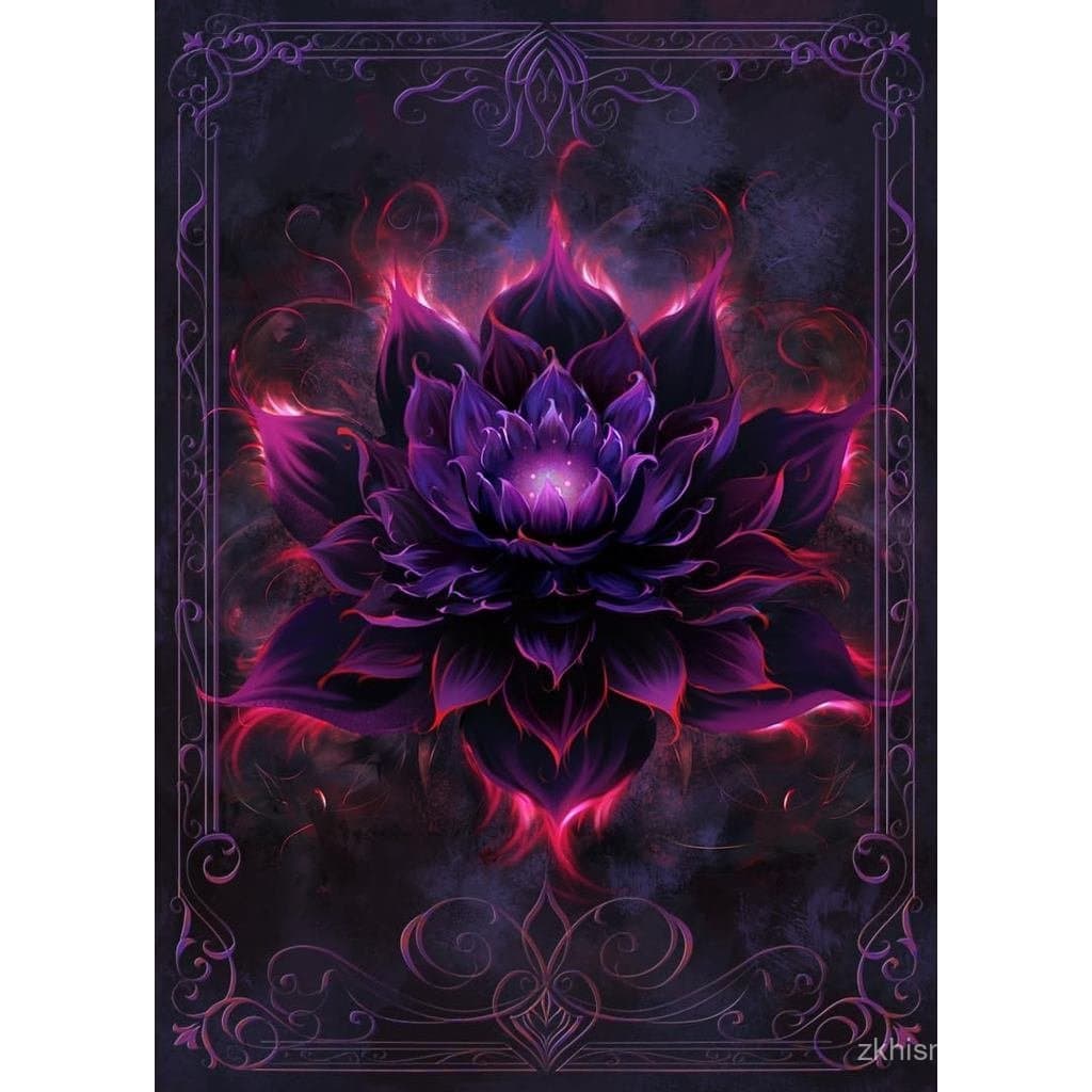 Protetores de Cartas MTG 100 Unidades (Crimson Black Lotus), Protetores de Cartas com Acabamento Fosco, Parte Traseira F