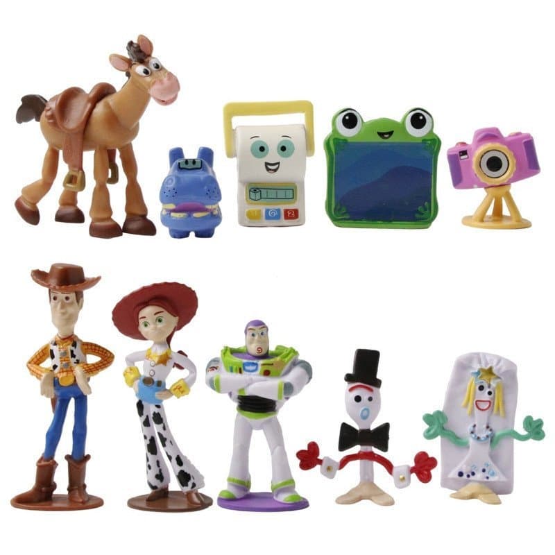 10 Pçs/Set 3-10cm Dos Desenhos Animados Toy Story Mini Figura Woody Jessie Buzz Lightyear Forky Bullseye PVC Estatueta M